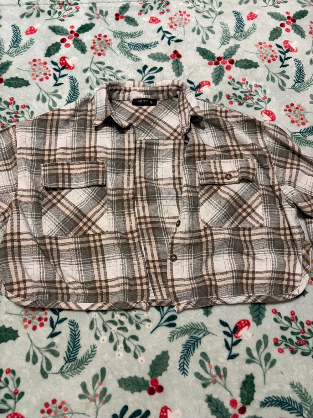 Brown & Cream Plaid Button-Up Shirt